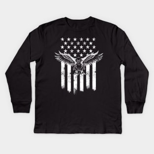 'American Eagle Flag' Amazing July 4th Freedom Gift Kids Long Sleeve T-Shirt